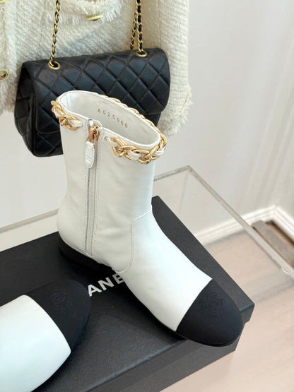 C 25Bfw Runway Style Diamond Chain High Heel Ankle Boots(BLACK/WHITE/YELLOW)