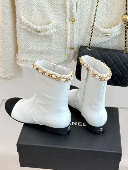 C 25Bfw Runway Style Diamond Chain High Heel Ankle Boots(BLACK/WHITE/YELLOW)