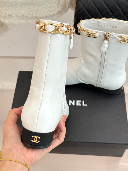 C 25Bfw Runway Style Diamond Chain High Heel Ankle Boots(BLACK/WHITE/YELLOW)
