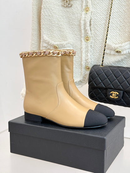 C 25Bfw Runway Style Diamond Chain High Heel Ankle Boots(BLACK/WHITE/YELLOW)