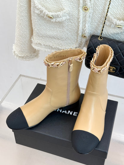 C 25Bfw Runway Style Diamond Chain High Heel Ankle Boots(BLACK/WHITE/YELLOW)