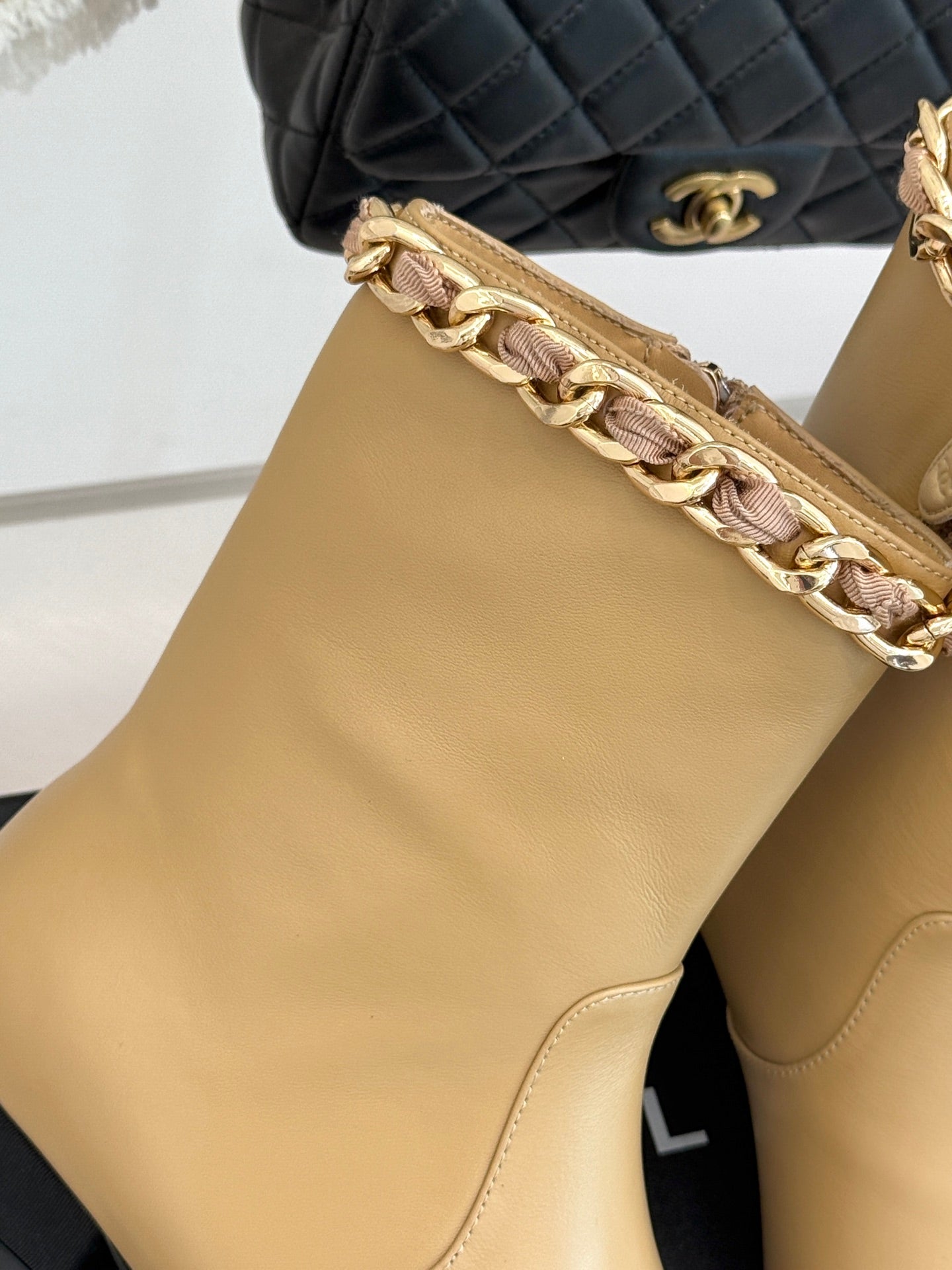 C 25Bfw Runway Style Diamond Chain High Heel Ankle Boots(BLACK/WHITE/YELLOW)