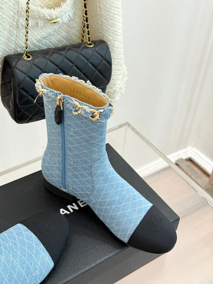 C 25Bfw Runway Style Diamond Chain High Heel Ankle Boots