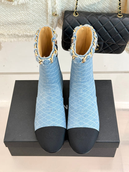 C 25Bfw Runway Style Diamond Chain High Heel Ankle Boots