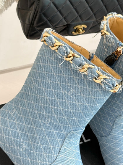C 25Bfw Runway Style Diamond Chain High Heel Ankle Boots