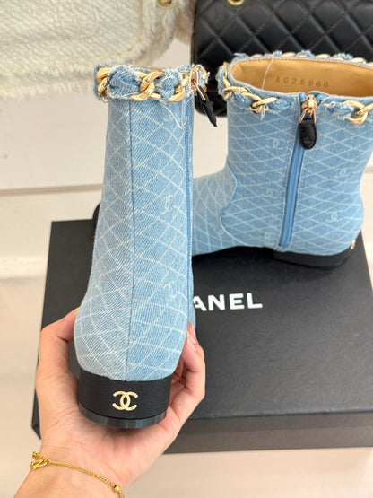 C 25Bfw Runway Style Diamond Chain High Heel Ankle Boots