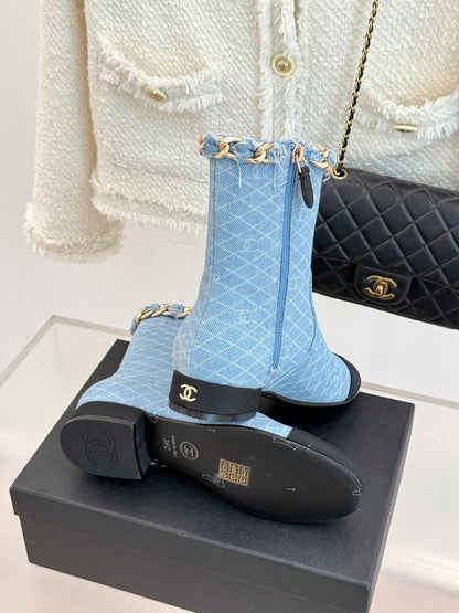 C 25Bfw Runway Style Diamond Chain High Heel Ankle Boots
