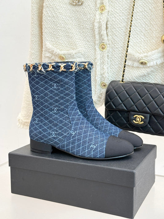 C 25Bfw Runway Style Diamond Chain High Heel Ankle Boots
