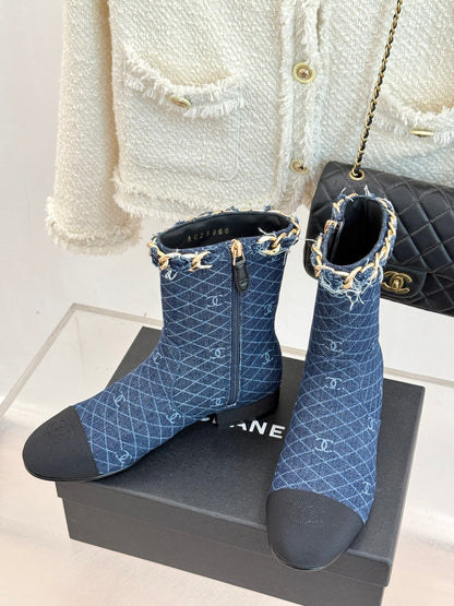 C 25Bfw Runway Style Diamond Chain High Heel Ankle Boots