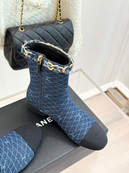 C 25Bfw Runway Style Diamond Chain High Heel Ankle Boots