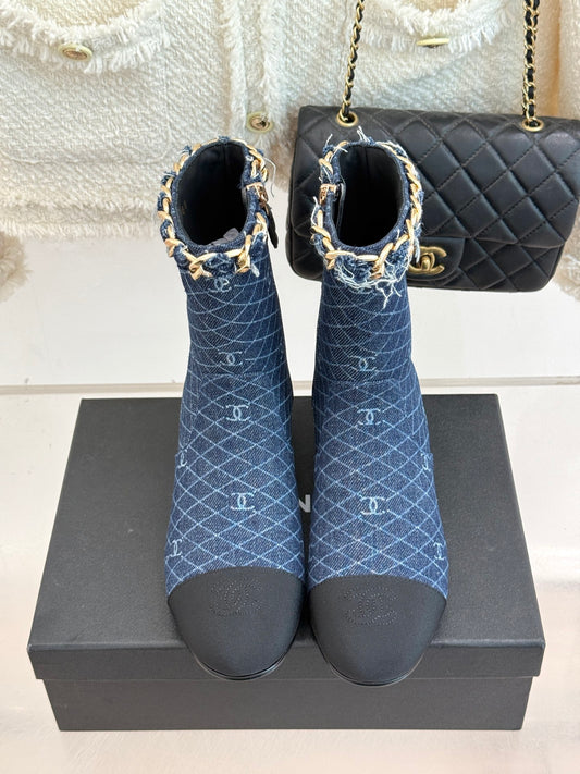 C 25Bfw Runway Style Diamond Chain High Heel Ankle Boots