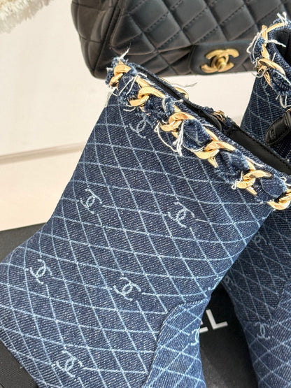 C 25Bfw Runway Style Diamond Chain High Heel Ankle Boots