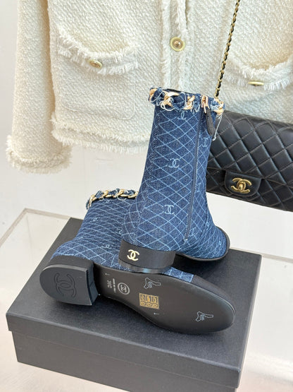 C 25Bfw Runway Style Diamond Chain High Heel Ankle Boots