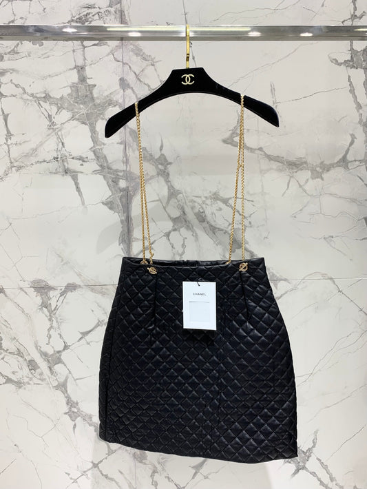 C 25fw Lambskin diamond chain strap genuine leather skirt