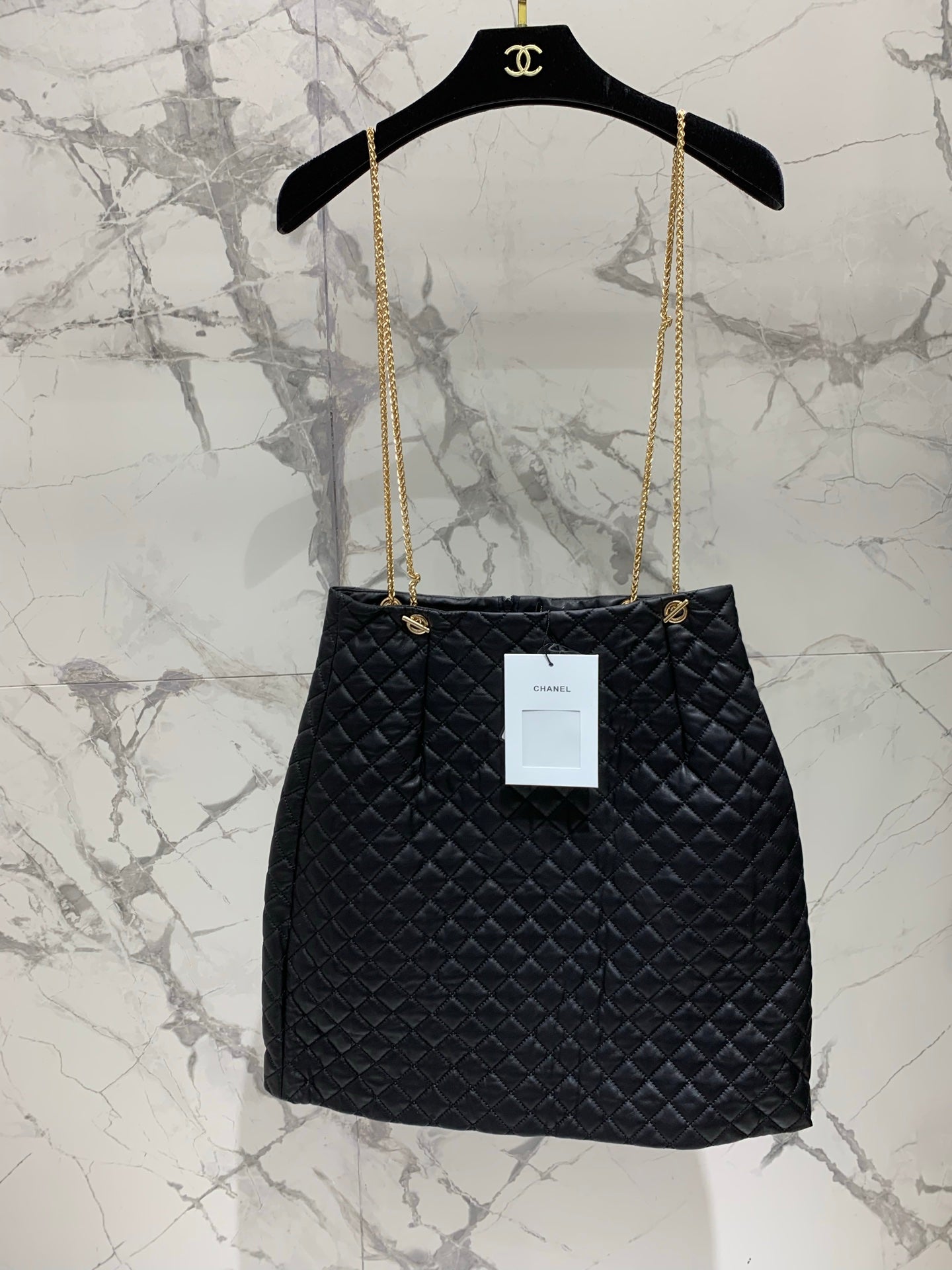 C 25fw Lambskin diamond chain strap genuine leather skirt