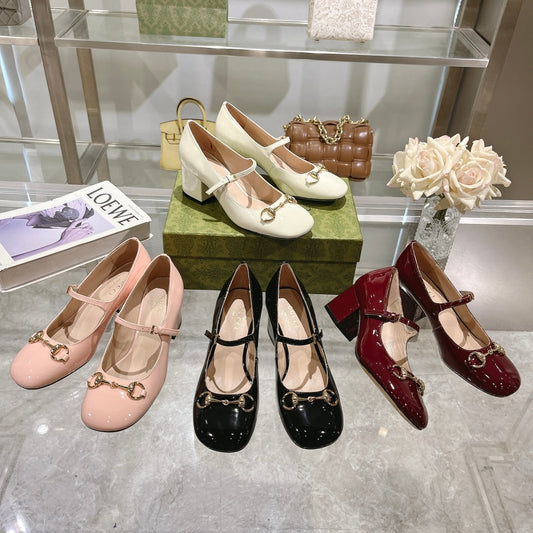 G 25 Patent leather Mary Jane high heels (WHITE/PINK/BLACK/RED)