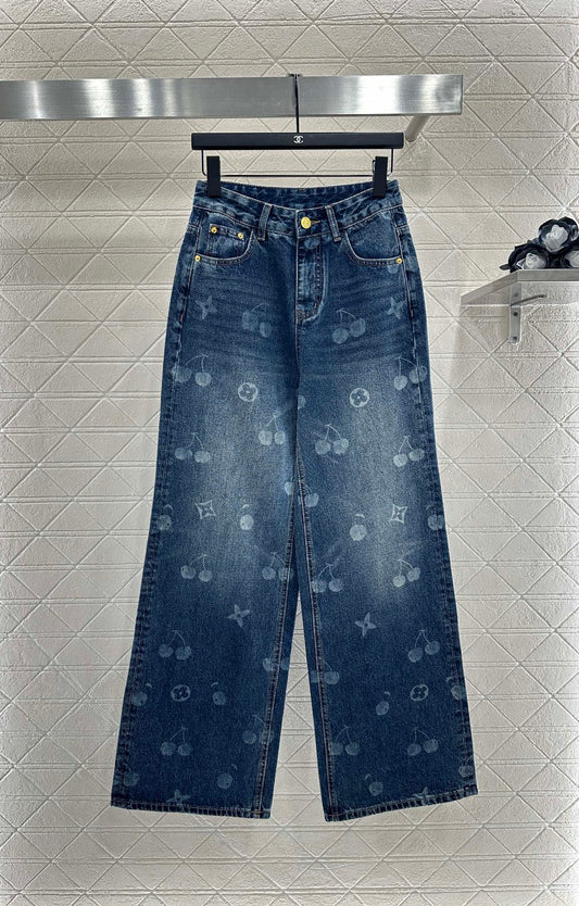 L 25 Straight-leg cherry laser denim trousers