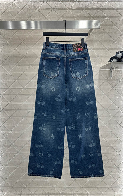 L 25 Straight-leg cherry laser denim trousers
