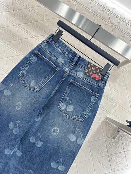 L 25 Straight-leg cherry laser denim trousers