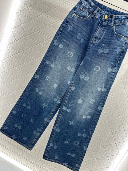 L 25 Straight-leg cherry laser denim trousers