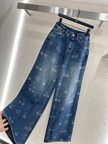 L 25 Straight-leg cherry laser denim trousers