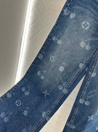 L 25 Straight-leg cherry laser denim trousers