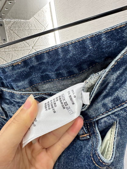 L 25 Straight-leg cherry laser denim trousers