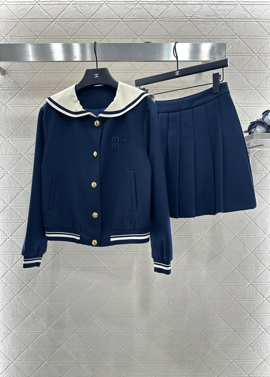 Mi 25 Shawl Collar Jacket Pleated Skirt Suit