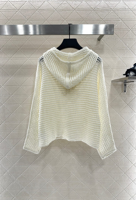 Ce 25 Embroidered hollow hooded pullover sweater