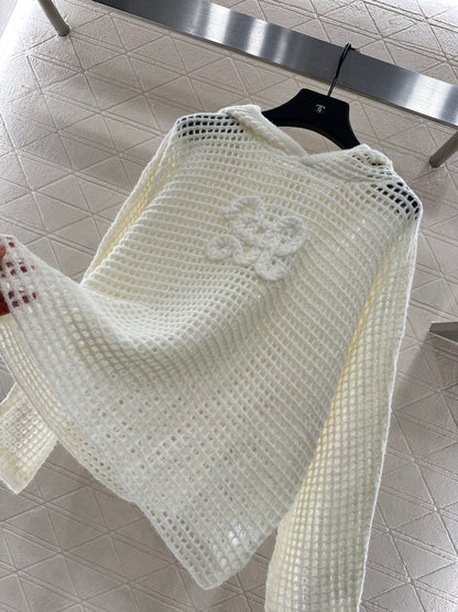 Ce 25 Embroidered hollow hooded pullover sweater