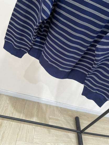 M 25 navy blue striped half-zip polo sweatshirt