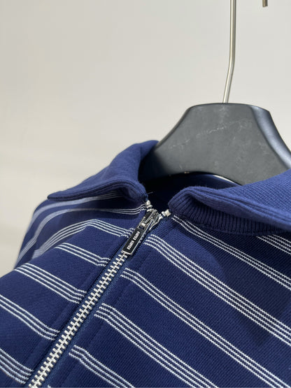 M 25 navy blue striped half-zip polo sweatshirt