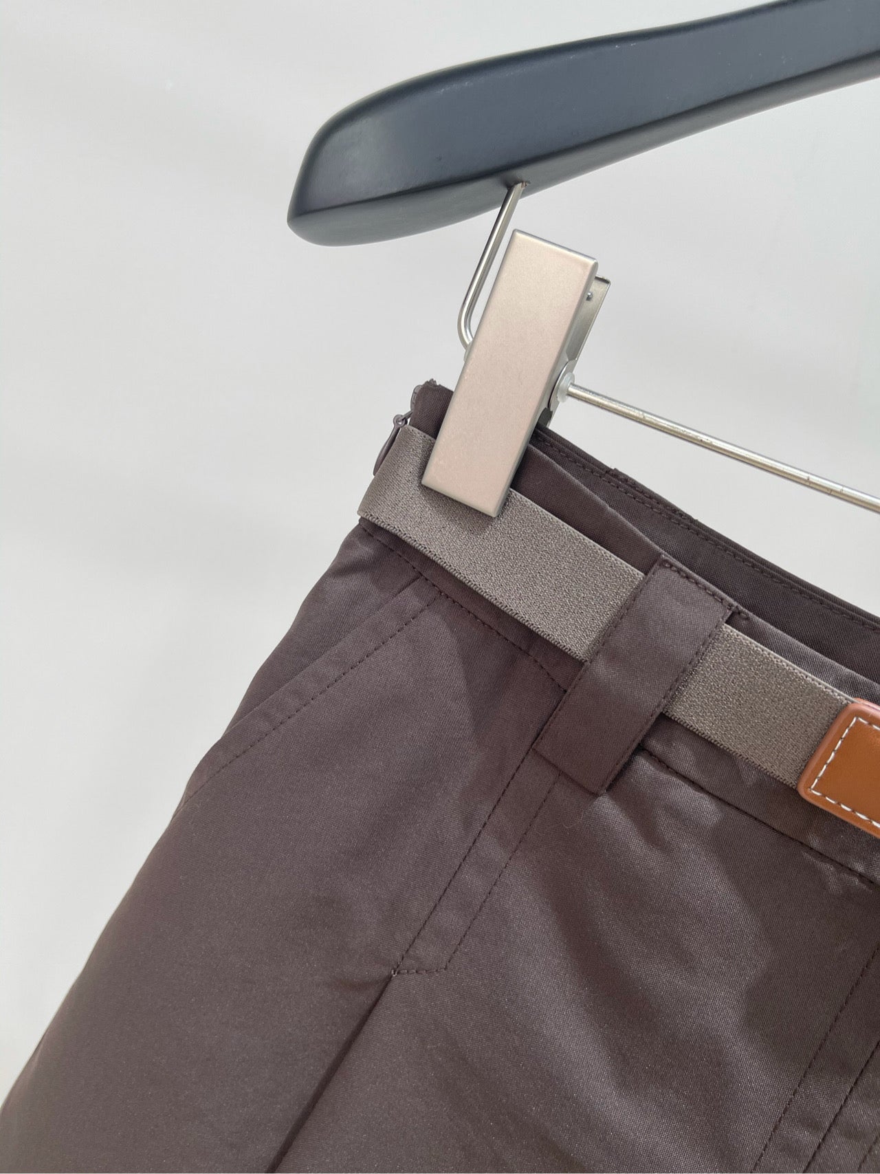 M 25 Cocoa Brown Belt Pleated Skirt