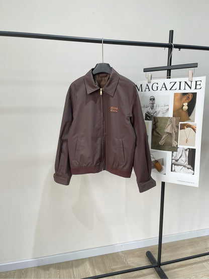 M 25 Cocoa Brown Leather Zip-Up Jacket