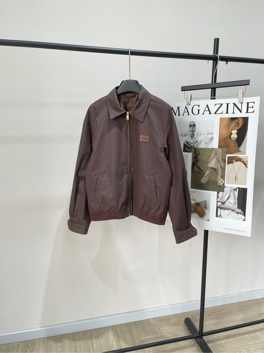 M 25 Cocoa Brown Leather Zip-Up Jacket