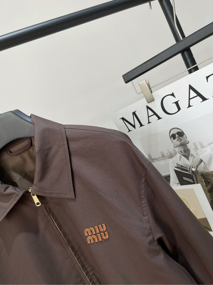 M 25 Cocoa Brown Leather Zip-Up Jacket