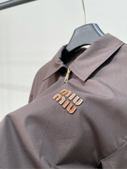 M 25 Cocoa Brown Leather Zip-Up Jacket
