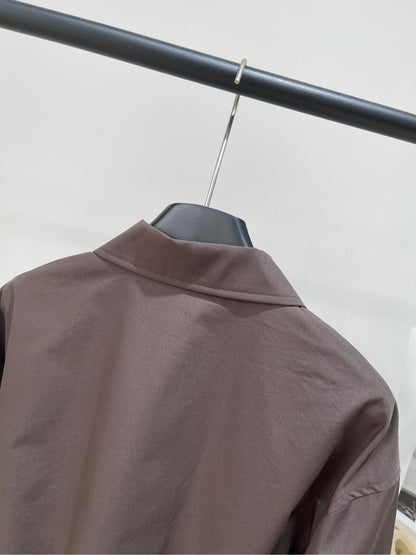 M 25 Cocoa Brown Leather Zip-Up Jacket