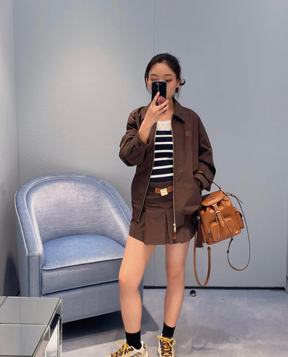 M 25 Cocoa Brown Leather Zip-Up Jacket