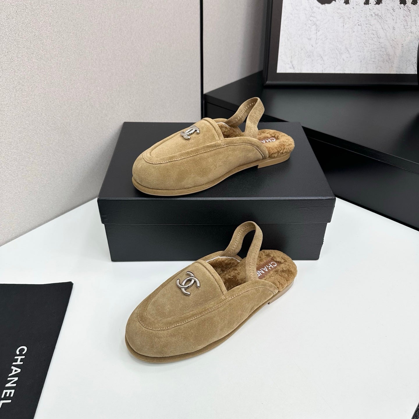 C 25 Casual suede slippers with fleece lining（KHAKI/BLACK/BROWN/BEIGI）