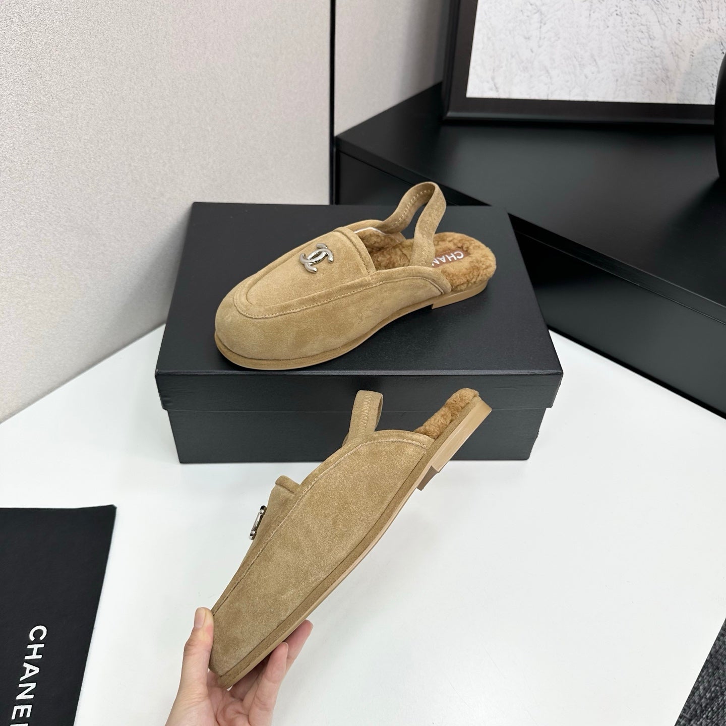 C 25 Casual suede slippers with fleece lining（KHAKI/BLACK/BROWN/BEIGI）