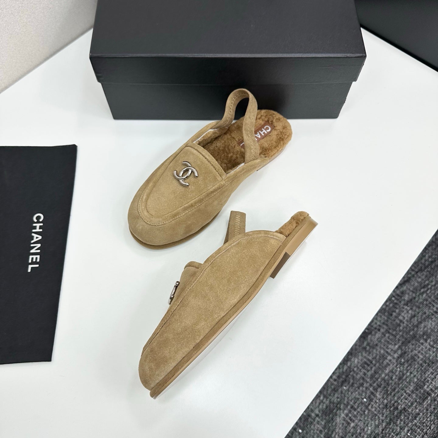 C 25 Casual suede slippers with fleece lining（KHAKI/BLACK/BROWN/BEIGI）