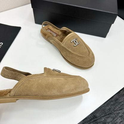 C 25 Casual suede slippers with fleece lining（KHAKI/BLACK/BROWN/BEIGI）