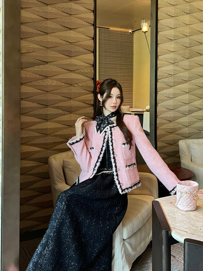 C 25 New Braided trim lapel jacket