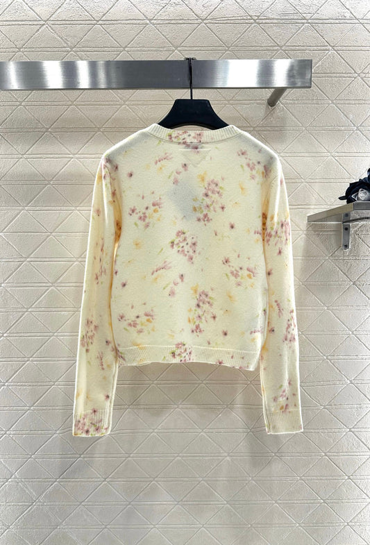 Pr 25 Floral light yellow knitted cardigan