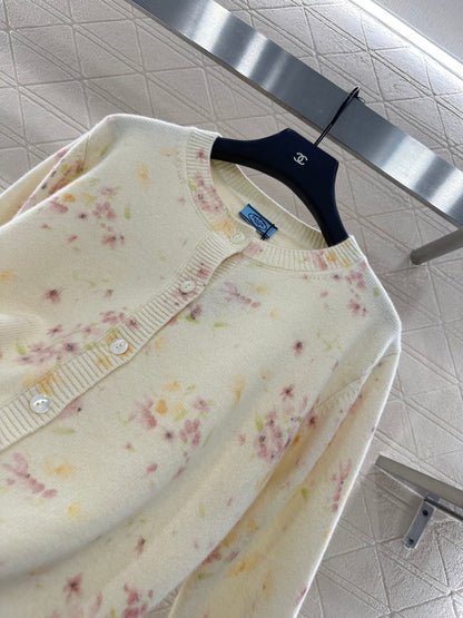 Pr 25 Floral light yellow knitted cardigan