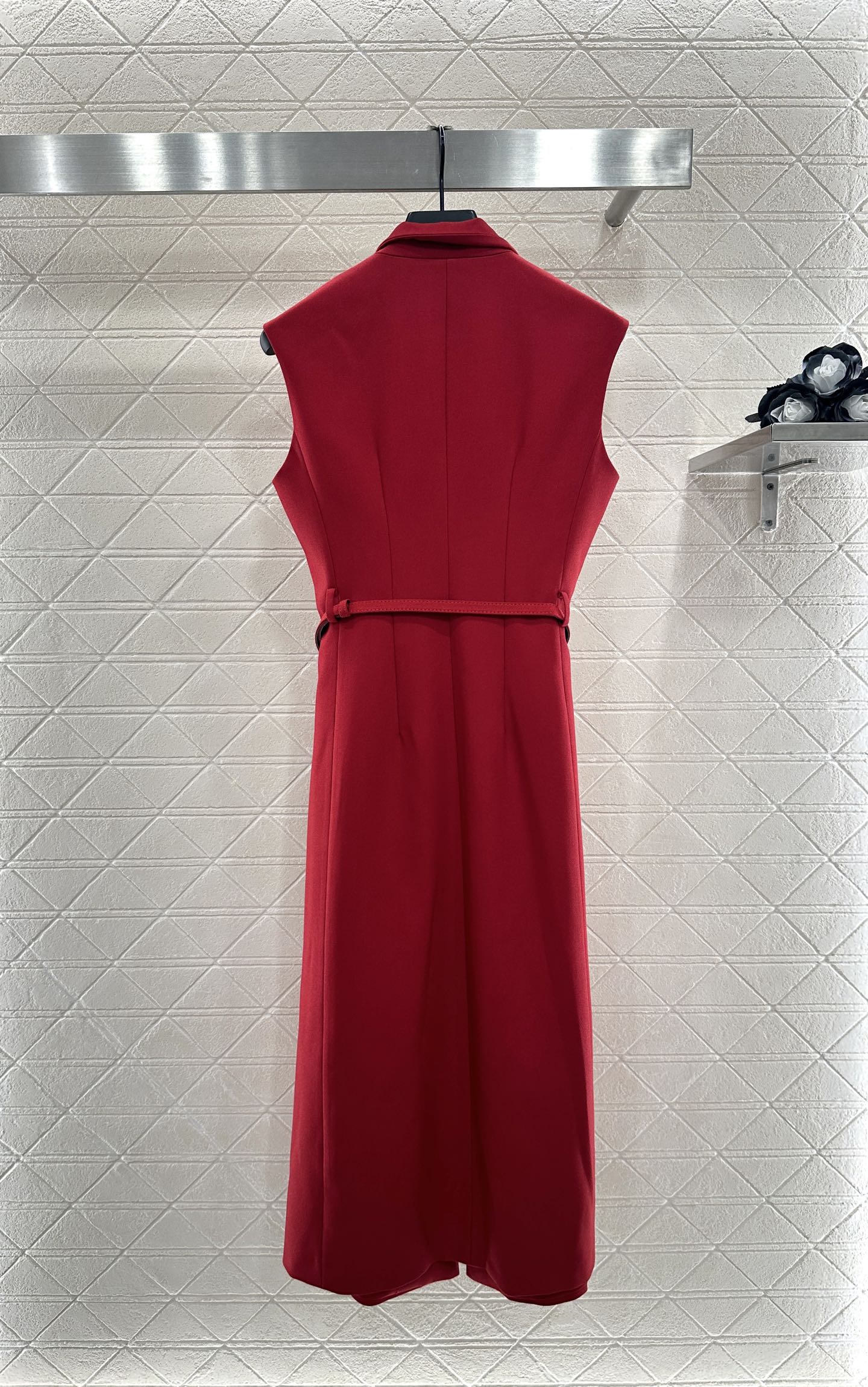 D 25 Belted vest dress(black/red)