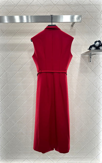 D 25 Belted vest dress(black/red)