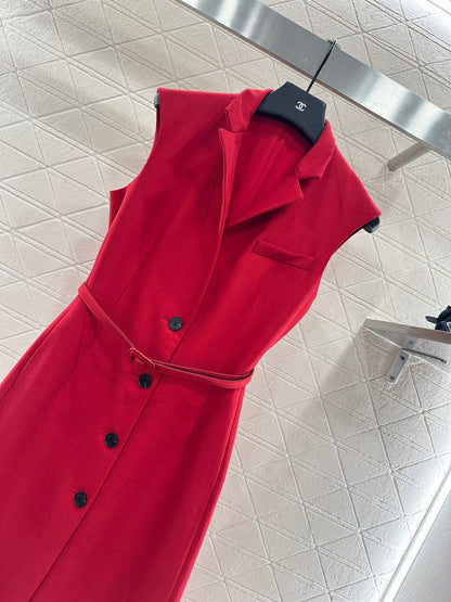 D 25 Belted vest dress(black/red)