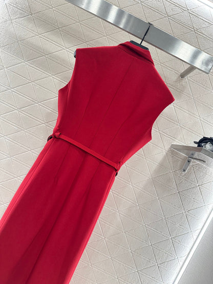 D 25 Belted vest dress(black/red)